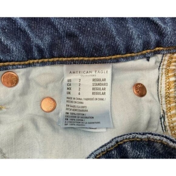 AMERICAN Eagle Hi-Rise Festival Mini  Distressed Mini Jean Denim Skirt Size 2 - Picture 8 of 8
